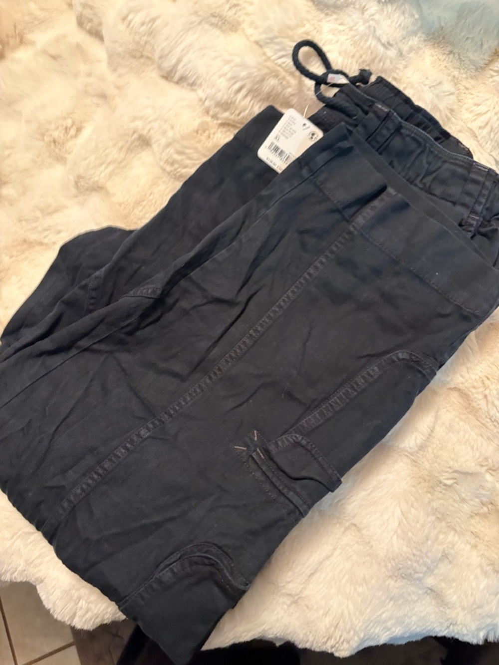 Free People Women’s  Black Cargo Jogger Pants - Drawstring Waist  New with tags
